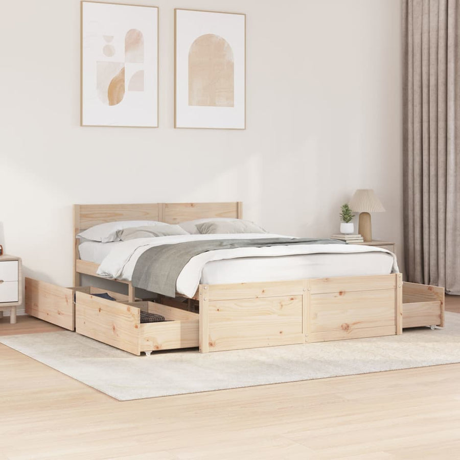 Bedframe met lades massief grenenhout 120x200 cm