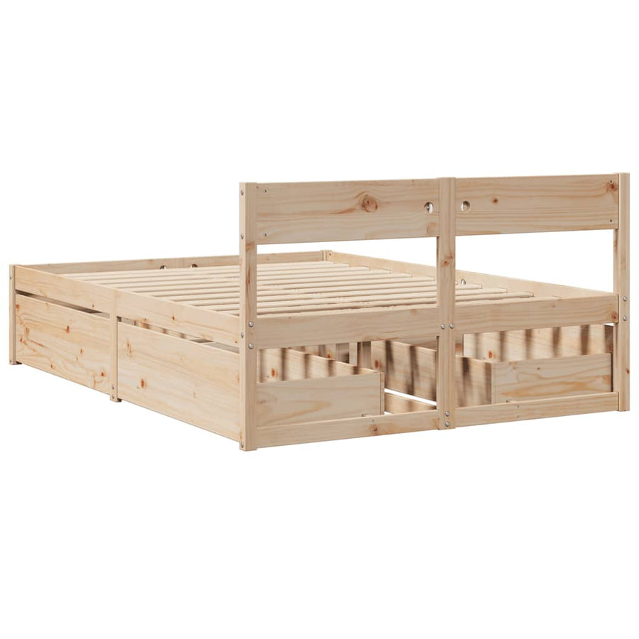 Bedframe met lades massief grenenhout 140x190 cm