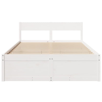 Bedframe met lades massief grenenhout wit 140x190 cm