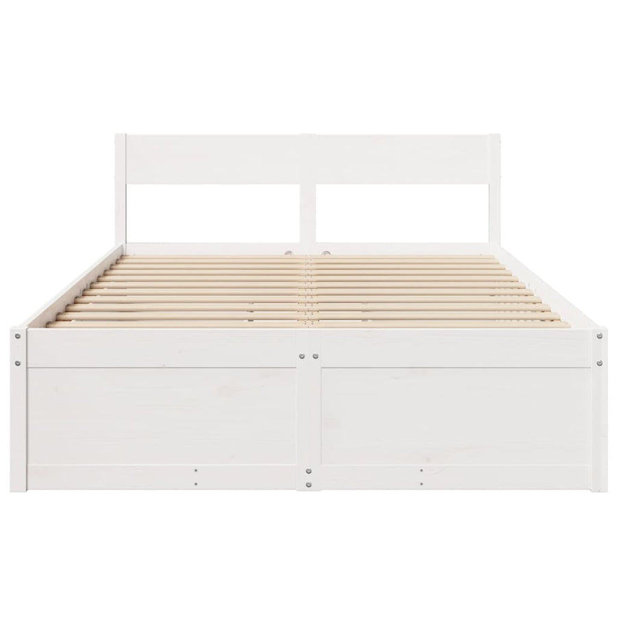 Bedframe met lades massief grenenhout wit 140x190 cm
