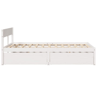 Bedframe met lades massief grenenhout wit 140x190 cm