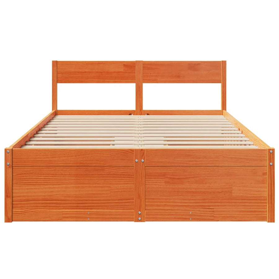 Bedframe met lades massief grenenhout wasbruin 140x190 cm