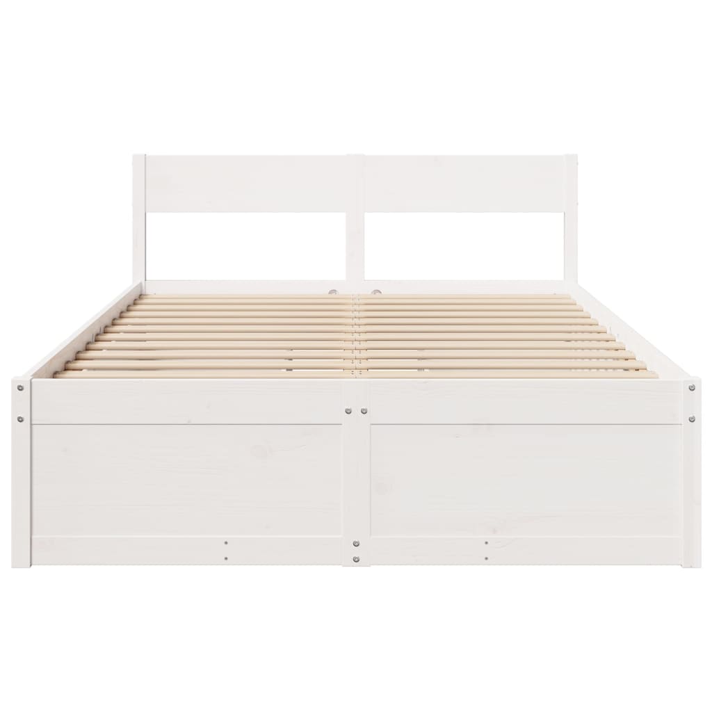 Bedframe met lades massief grenenhout wit 135x190 cm