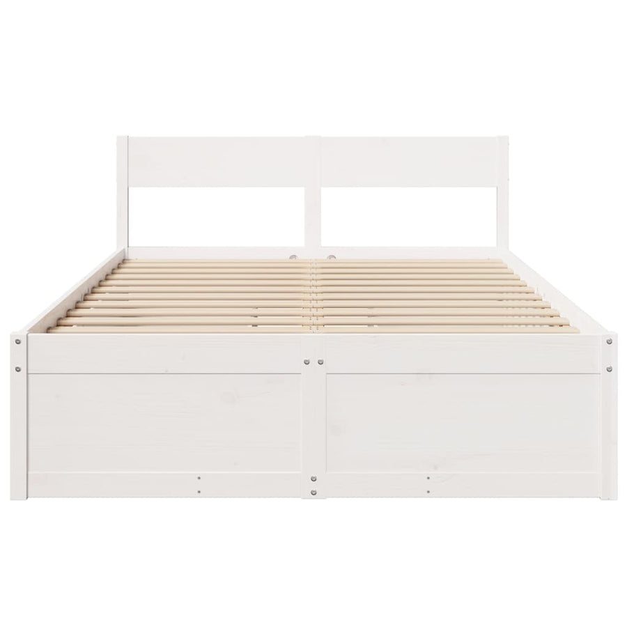 Bedframe met lades massief grenenhout wit 135x190 cm