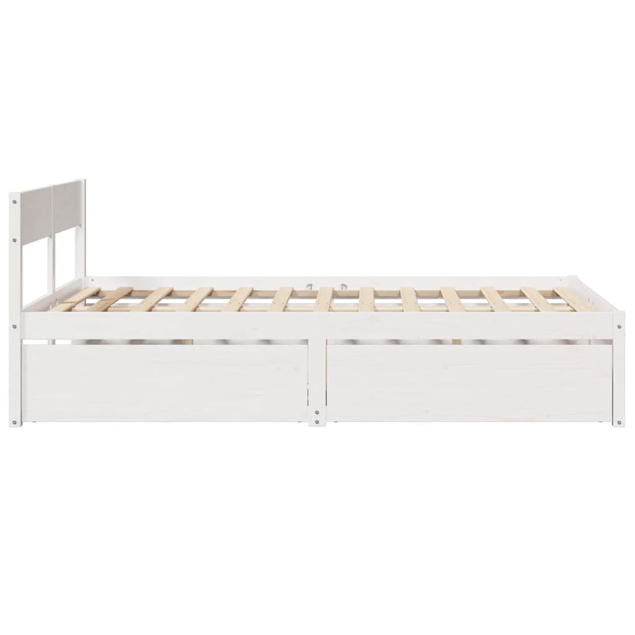 Bedframe met lades massief grenenhout wit 135x190 cm