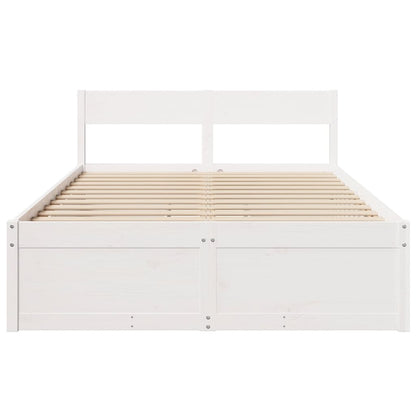 Bedframe met lades massief grenenhout wit 120x190 cm