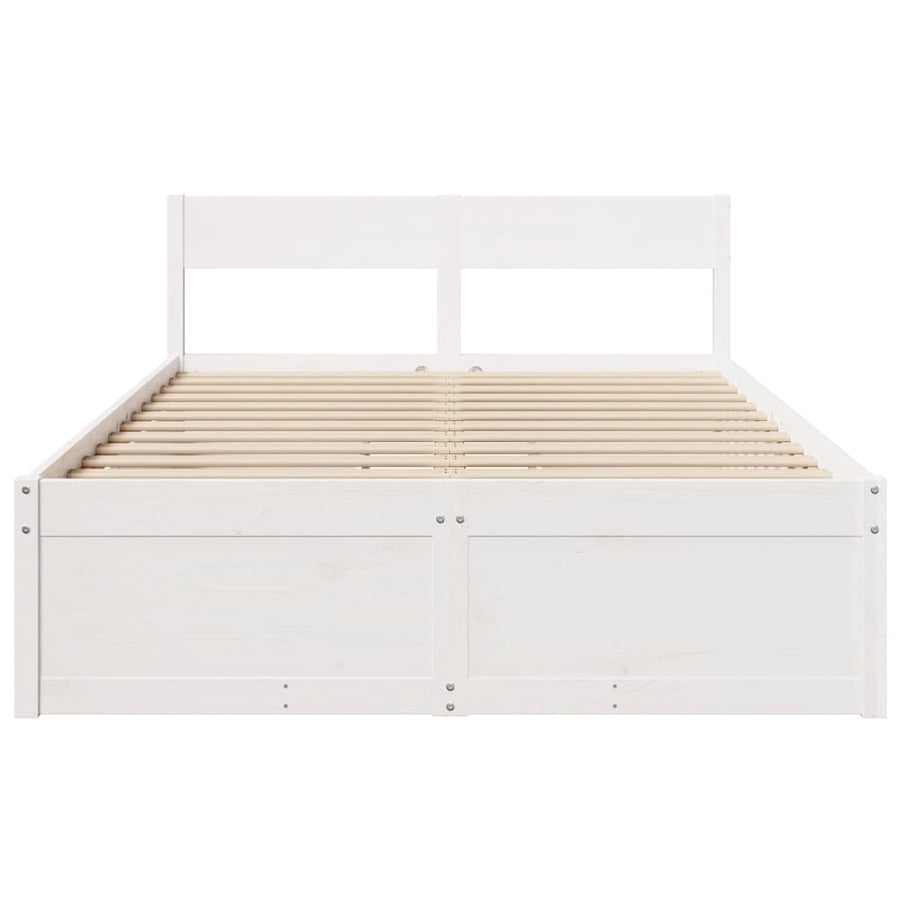 Bedframe met lades massief grenenhout wit 120x190 cm