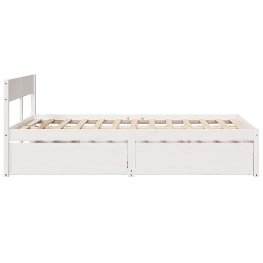 Bedframe met lades massief grenenhout wit 120x190 cm
