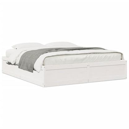 Bedframe Zonder Matras Massief Grenenhout 200 x 200 cm Wit