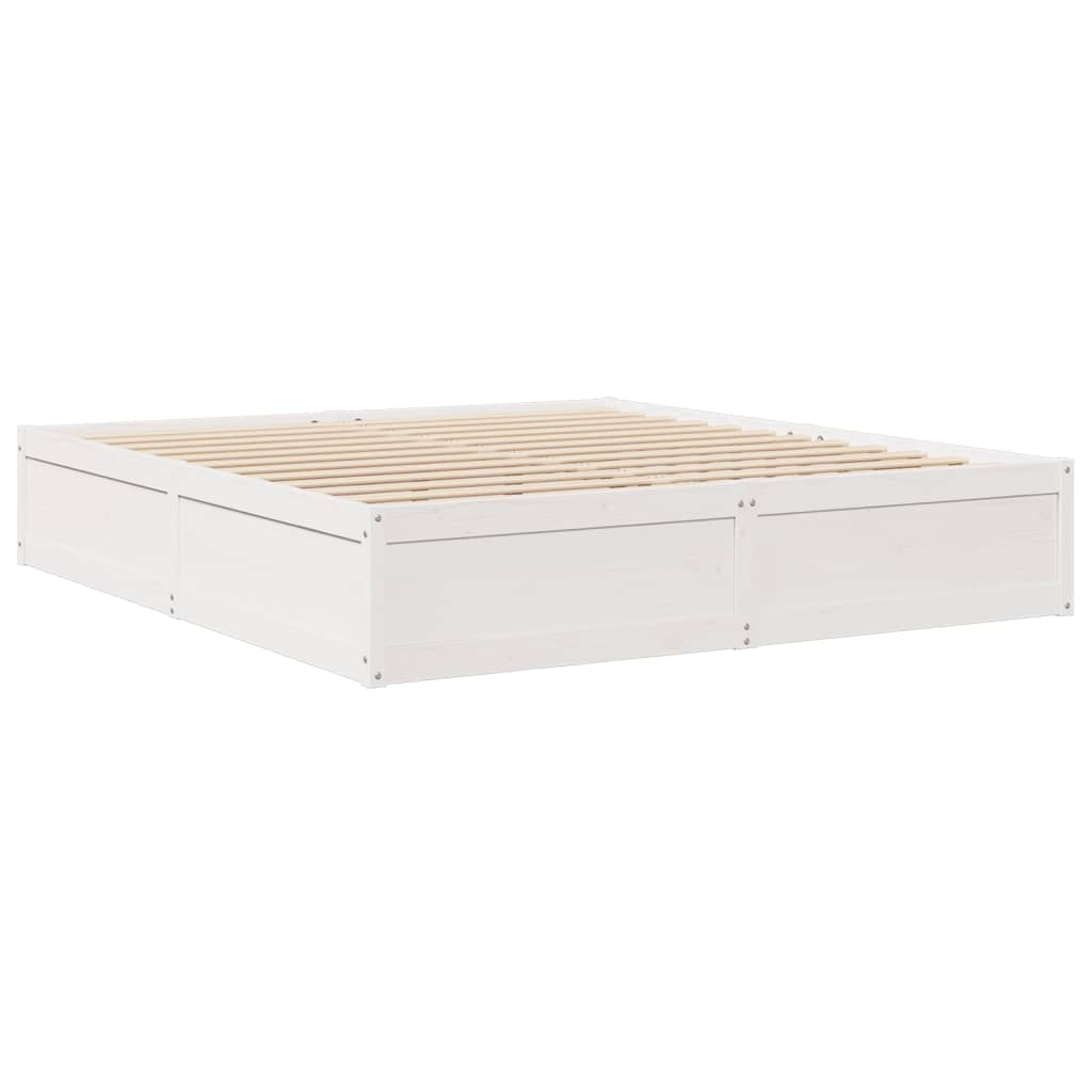 Bedframe Zonder Matras Massief Grenenhout 200 x 200 cm Wit
