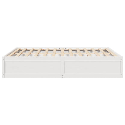 Bedframe Zonder Matras Massief Grenenhout 200 x 200 cm Wit
