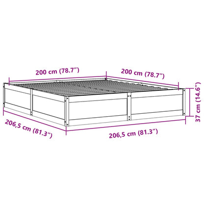 Bedframe Zonder Matras Massief Grenenhout 200 x 200 cm Wit