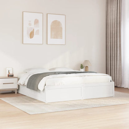 Bedframe Zonder Matras Massief Grenenhout 200 x 200 cm Wit