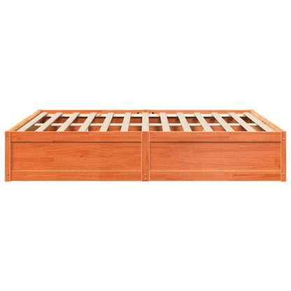 Bedframe massief grenenhout wasbruin 200x200 cm