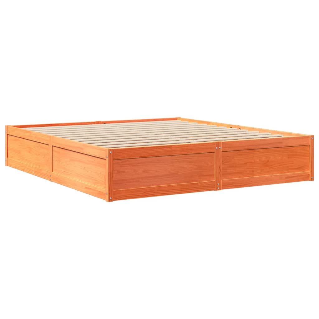 Bedframe massief grenenhout wasbruin 180x200 cm