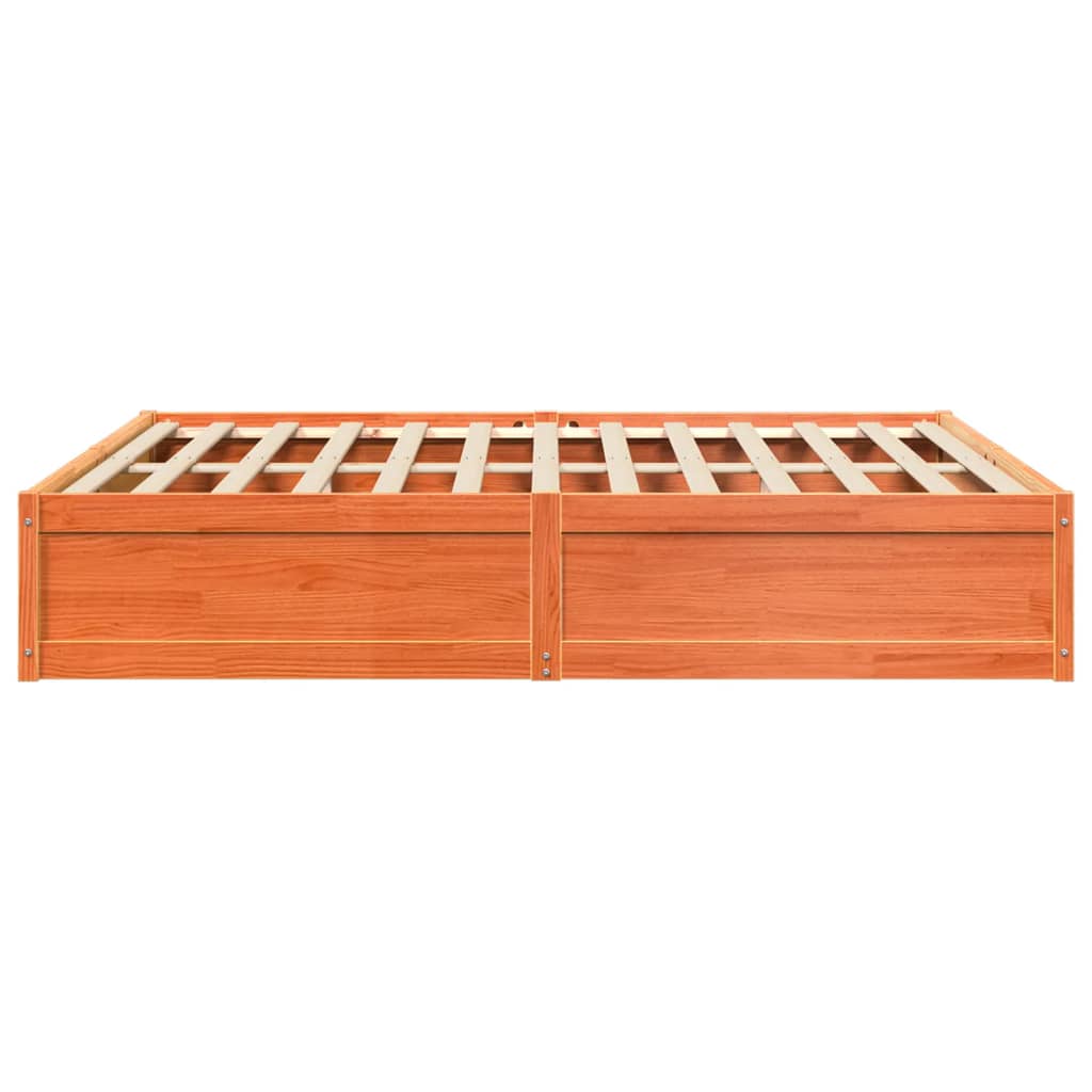 Bedframe massief grenenhout wasbruin 180x200 cm