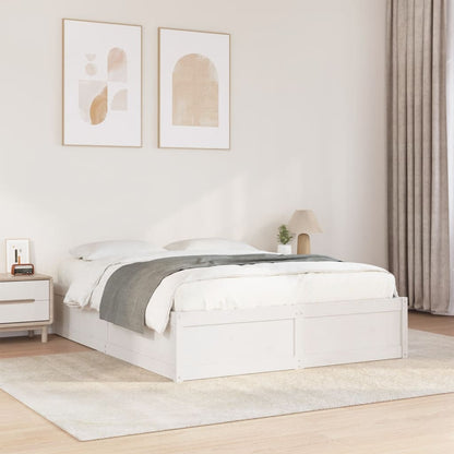 Bedframe massief grenenhout wit 160x200 cm