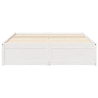 Bedframe massief grenenhout wit 160x200 cm