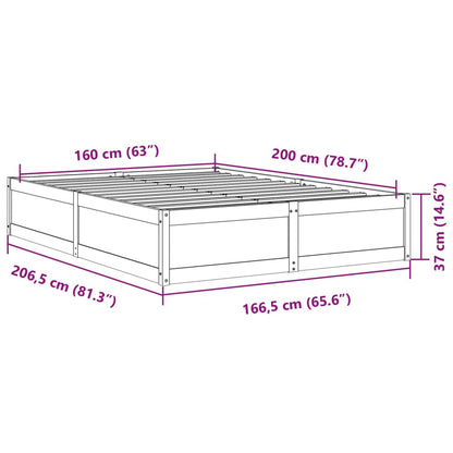Bedframe massief grenenhout wit 160x200 cm