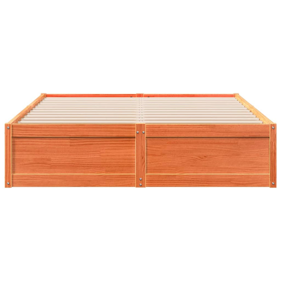 Bedframe massief grenenhout wasbruin 160x200 cm