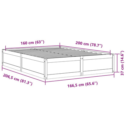 Bedframe massief grenenhout wasbruin 160x200 cm