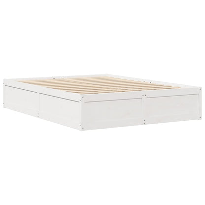 Bedframe massief grenenhout wit 150x200 cm