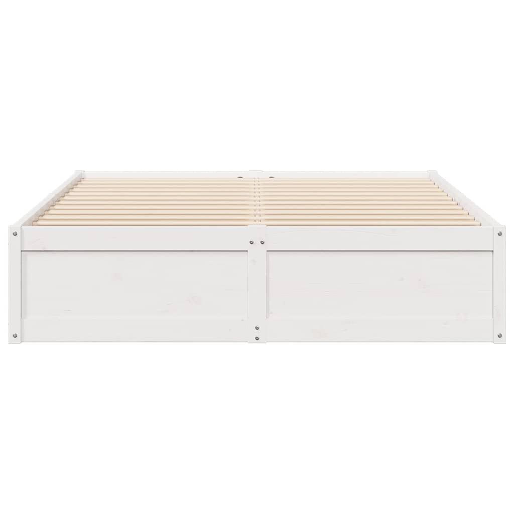 Bedframe massief grenenhout wit 150x200 cm
