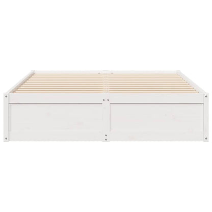 Bedframe massief grenenhout wit 150x200 cm