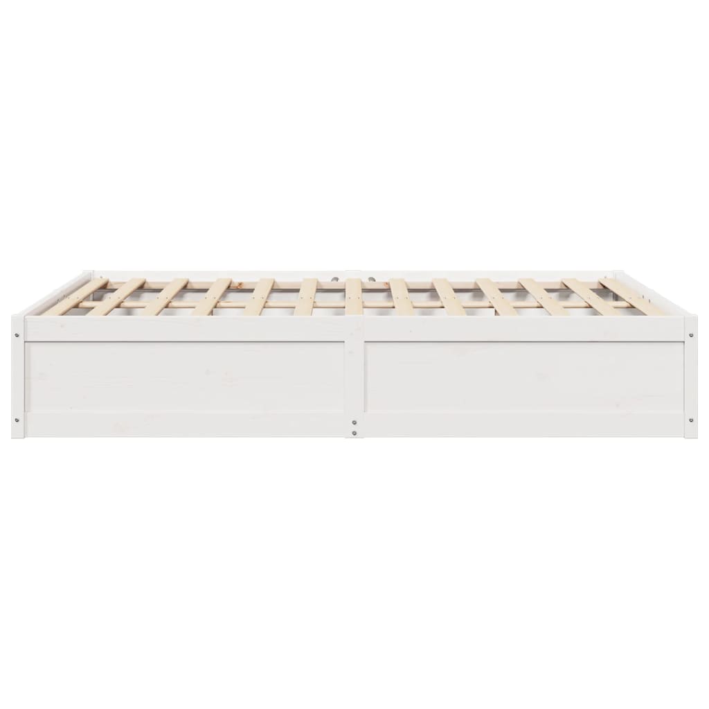 Bedframe massief grenenhout wit 150x200 cm