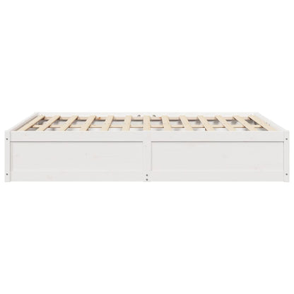 Bedframe massief grenenhout wit 150x200 cm