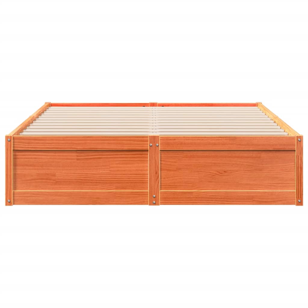 Bedframe massief grenenhout wasbruin 150x200 cm