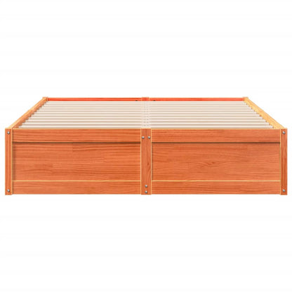Bedframe massief grenenhout wasbruin 150x200 cm