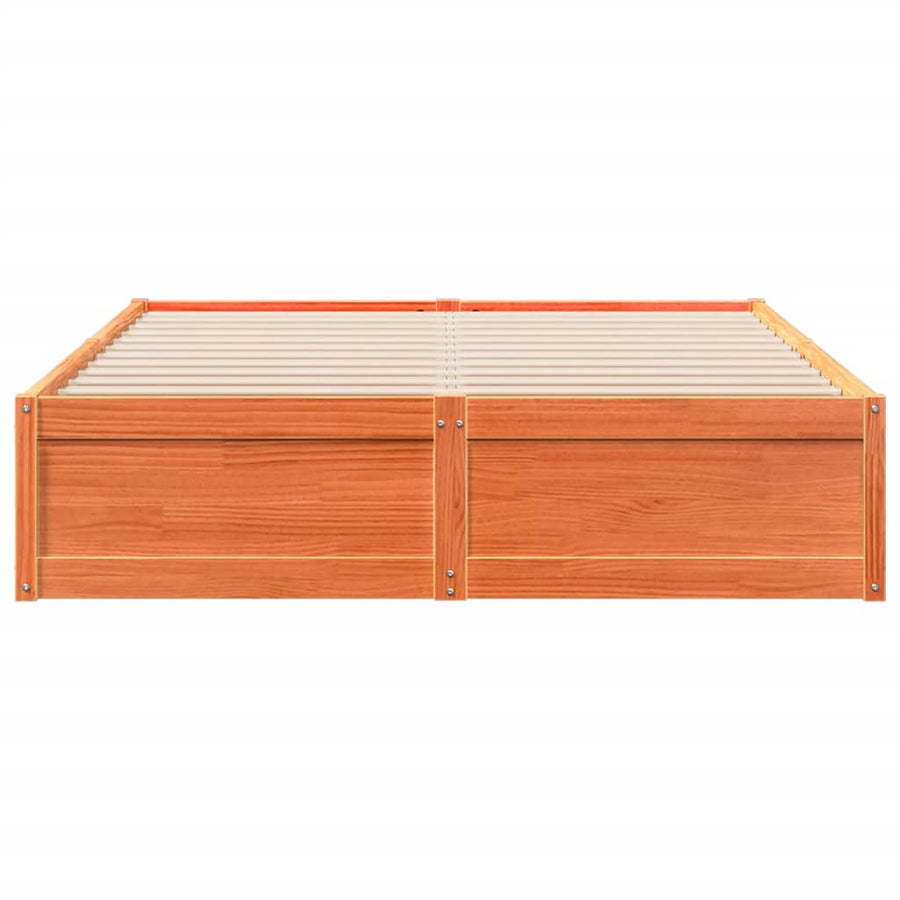 Bedframe massief grenenhout wasbruin 150x200 cm
