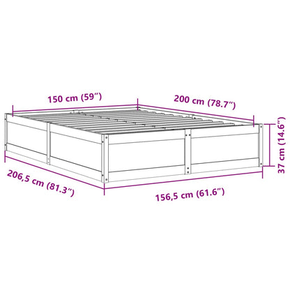 Bedframe massief grenenhout wasbruin 150x200 cm