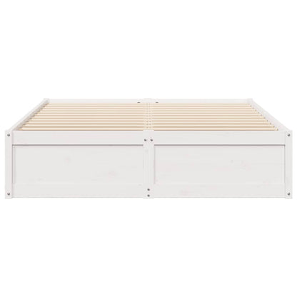 Bedframe massief grenenhout wit 140x200 cm