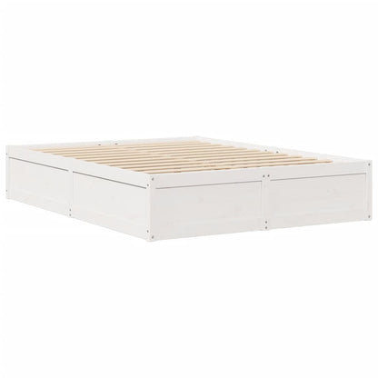 Bedframe massief grenenhout wit 140x200 cm