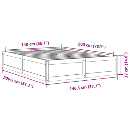 Bedframe massief grenenhout wit 140x200 cm