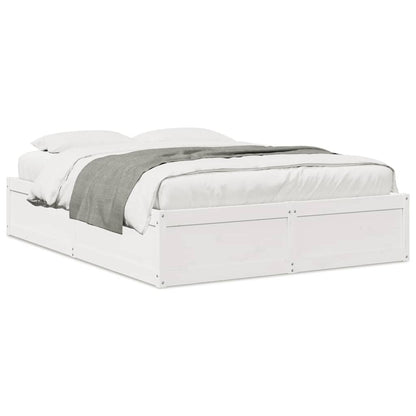 Bedframe massief grenenhout wit 140x200 cm