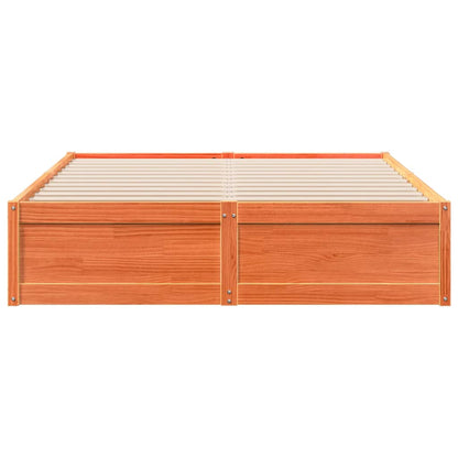 Bedframe massief grenenhout wasbruin 140x200 cm