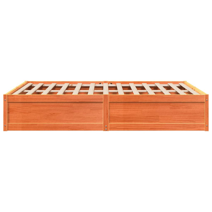 Bedframe massief grenenhout wasbruin 140x200 cm
