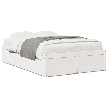 Bedframe Zonder Matras Massief Grenenhout Wit 120X200 Cm
