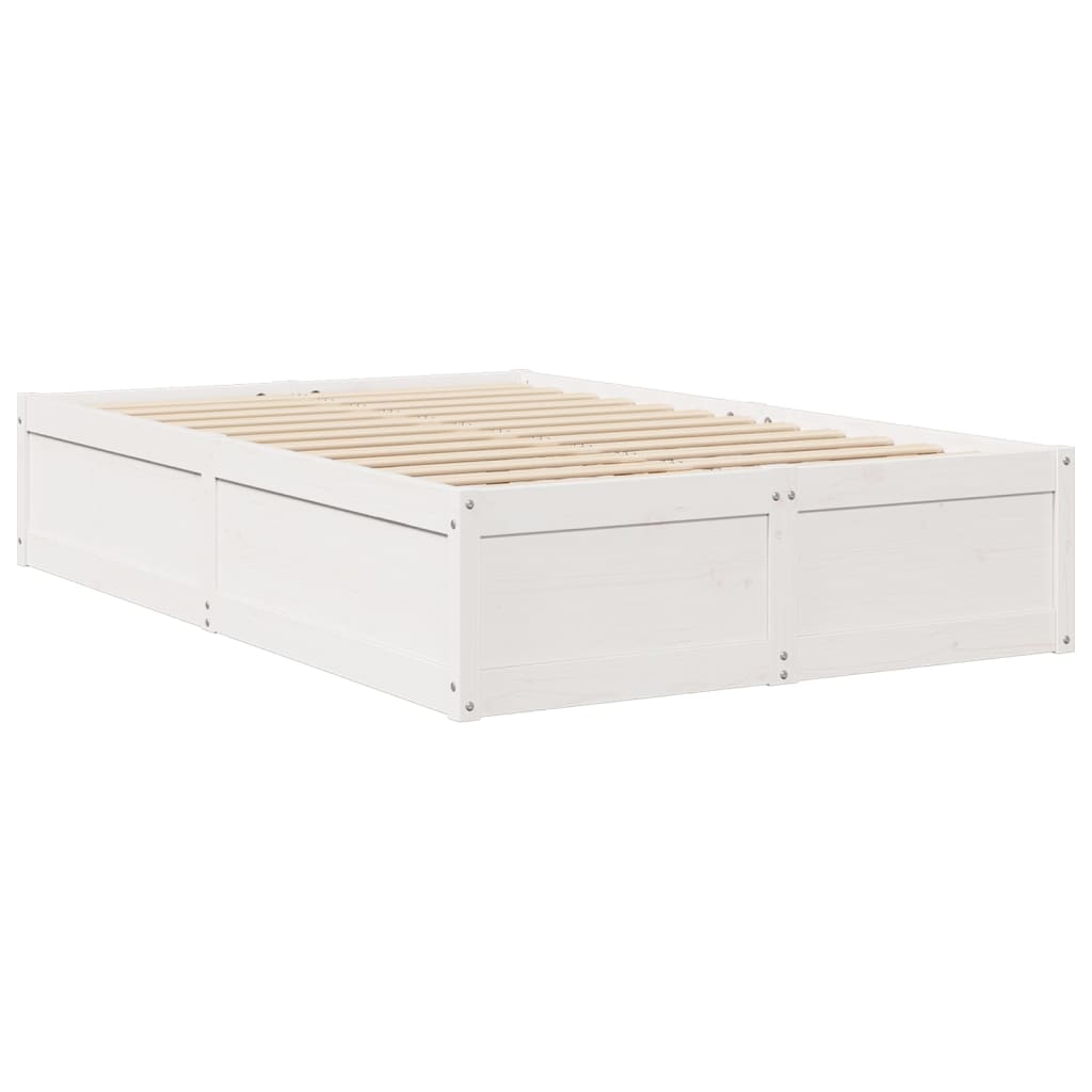 Bedframe Zonder Matras Massief Grenenhout Wit 120X200 Cm