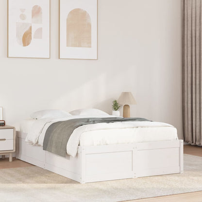 Bedframe Zonder Matras Massief Grenenhout Wit 120X200 Cm