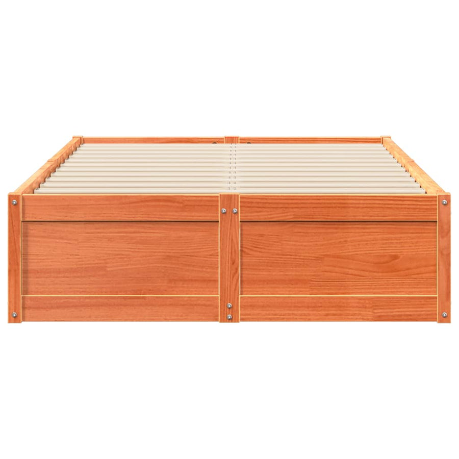 Bedframe massief grenenhout wasbruin 120x200 cm