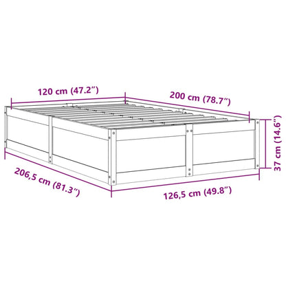 Bedframe massief grenenhout wasbruin 120x200 cm