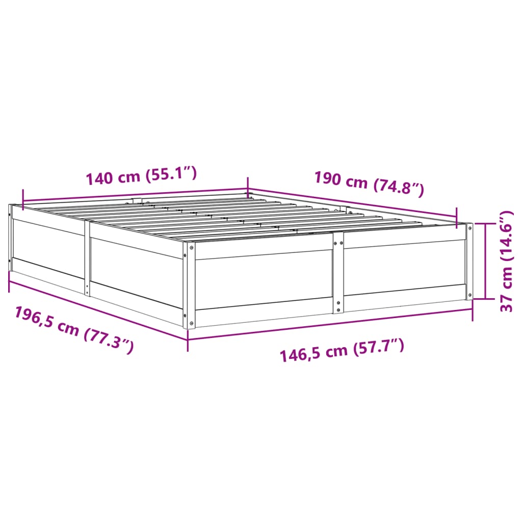 Bedframe massief grenenhout 140x190 cm