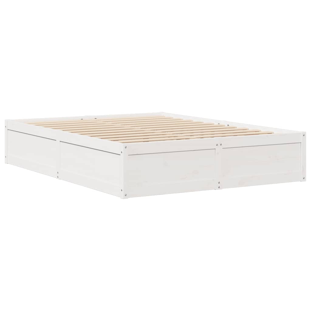 Bedframe massief grenenhout wit 140x190 cm