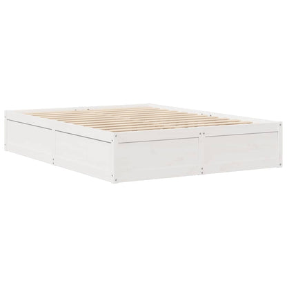 Bedframe massief grenenhout wit 140x190 cm