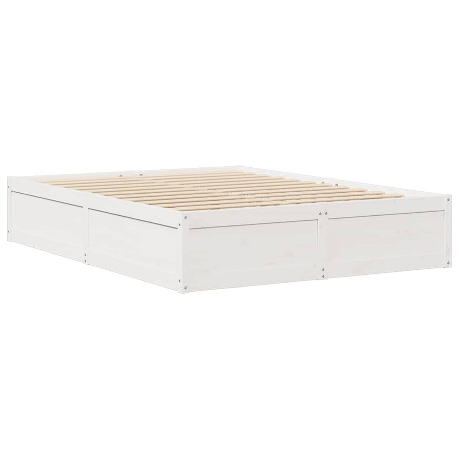 Bedframe massief grenenhout wit 140x190 cm