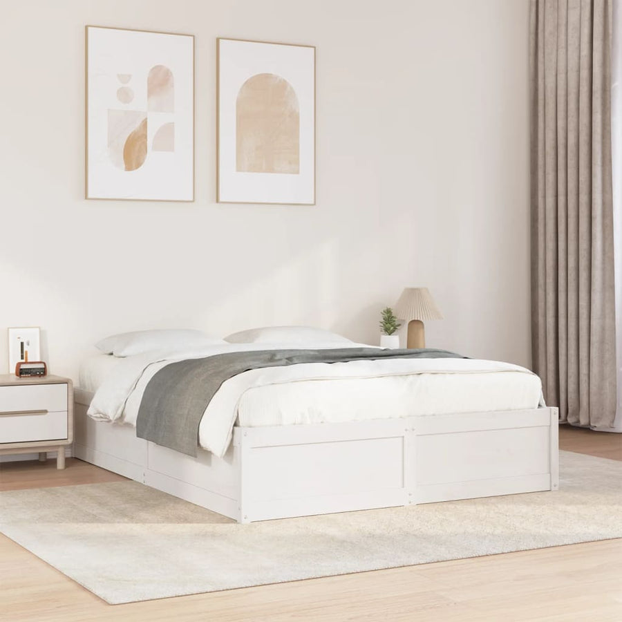 Bedframe massief grenenhout wit 140x190 cm
